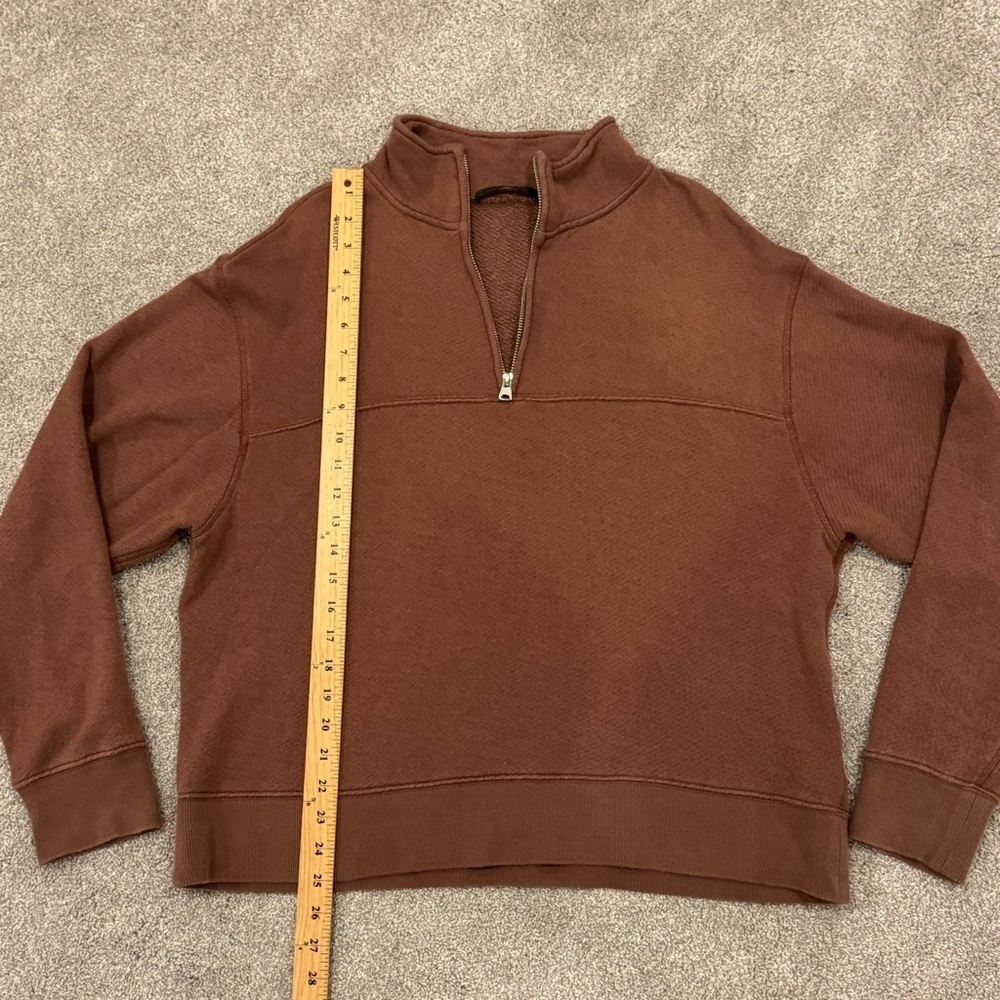 Jenni Kayne Half Zip Sweatshirt In Cinnamon Brown Size Large Cotton Viscose - Picture 11 of 11